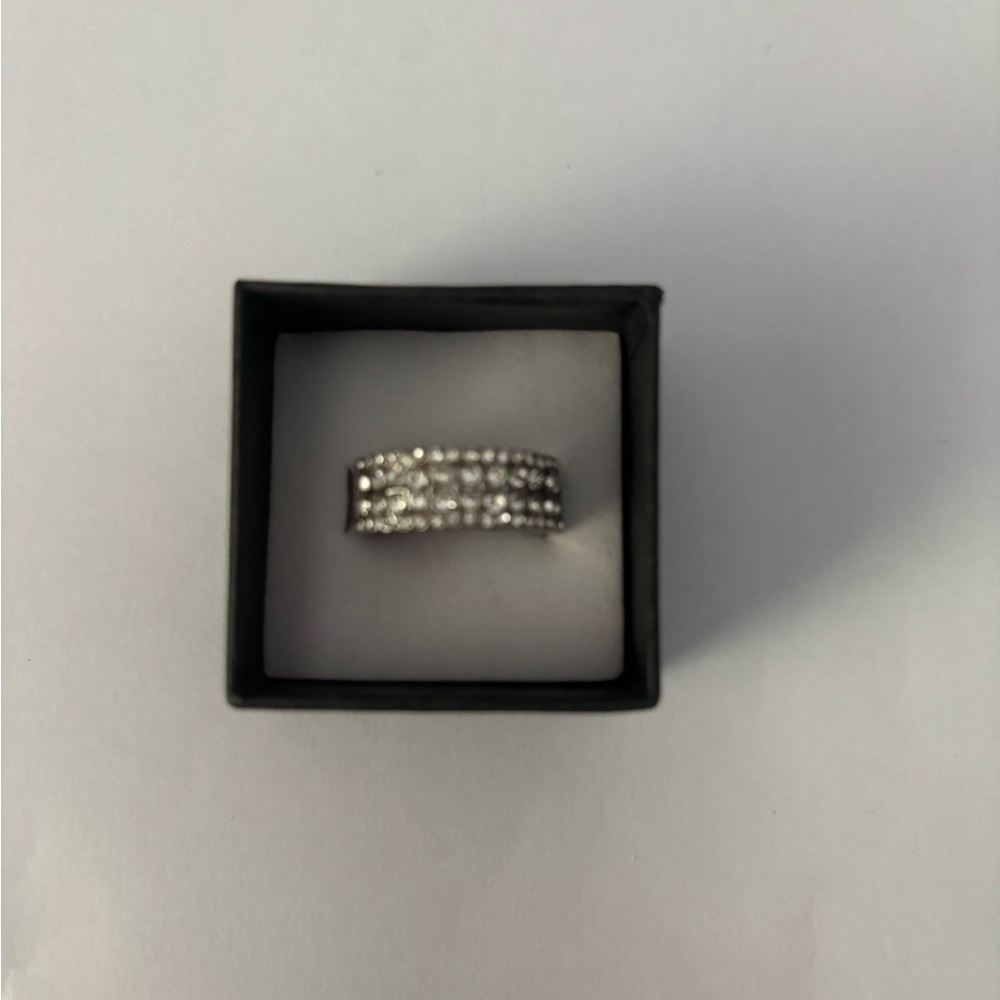 Silver Crystal Multi-Row Costume Ring